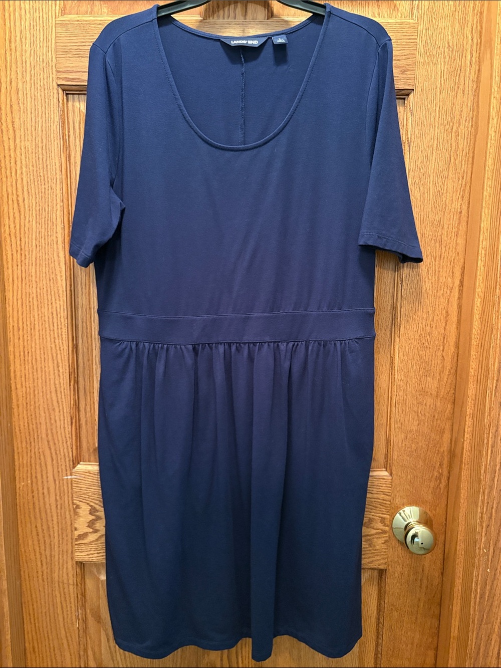 Lands' End Navy Blue Scoop-Neck Dress
